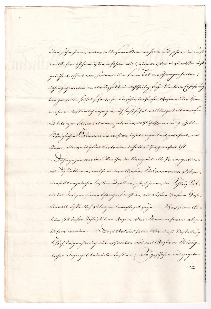 Bestallungsurkunde für den preußischen Kammerherren Heinrich von Bockelberg aus dem Jahr 1829 - Seite 2